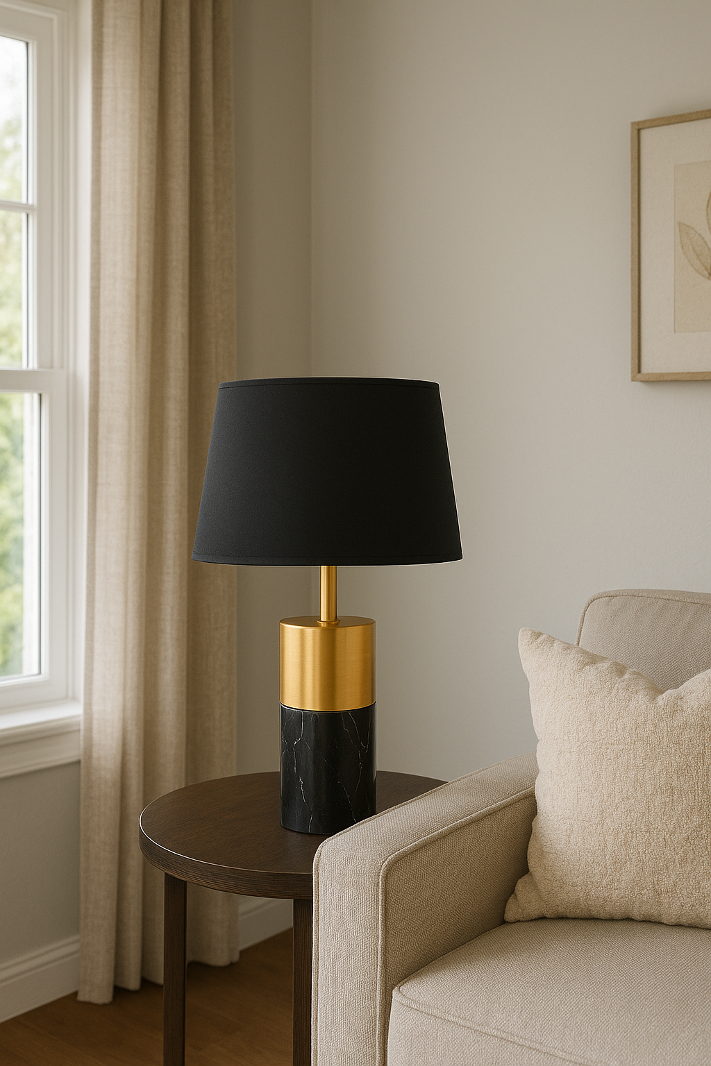 Wood Table Lamp 3333 BK-AB E14X3