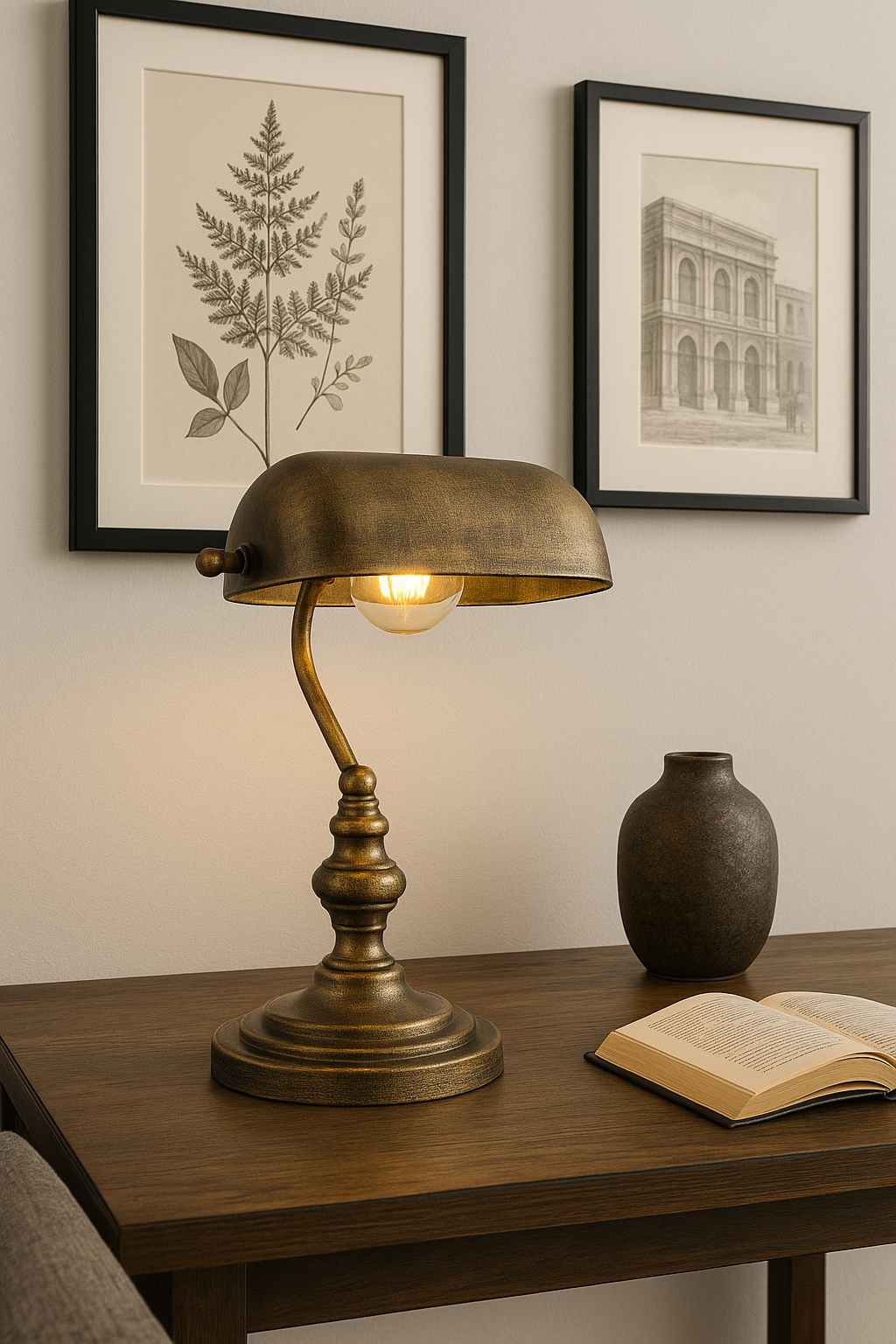 Banker Table Lamp Antique 12012 1xE27 Max.60W Ø:26cm H:37cm