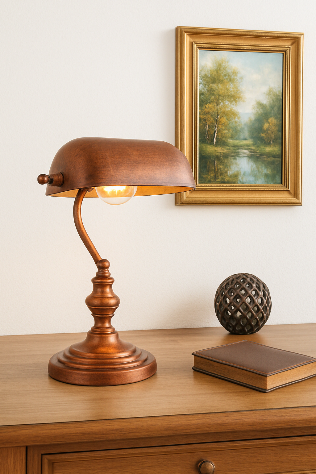 Banker Table Lamp Antique 12012 1xE27 Max.60W Ø:26cm H:37cm