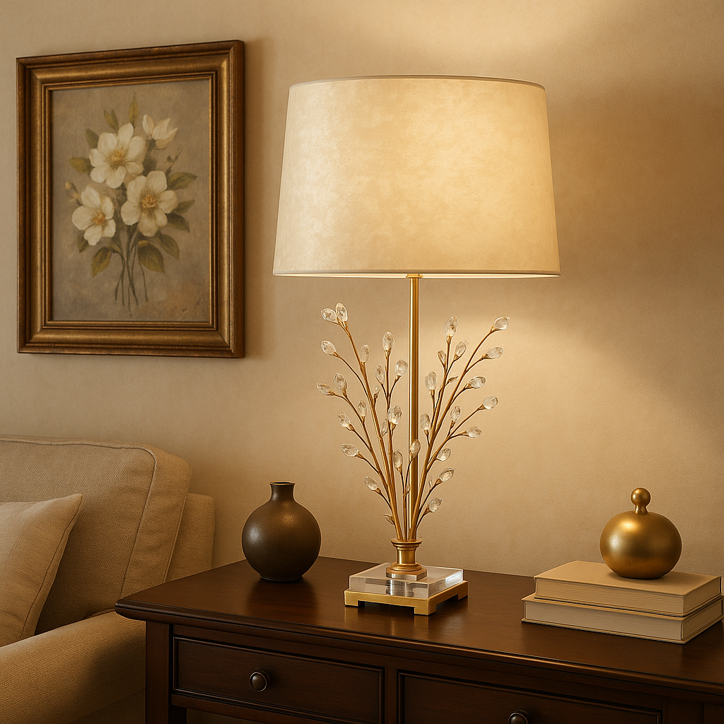 Salerno Lampshade 1xE27 Max 60w Metal/Crystal Leg 