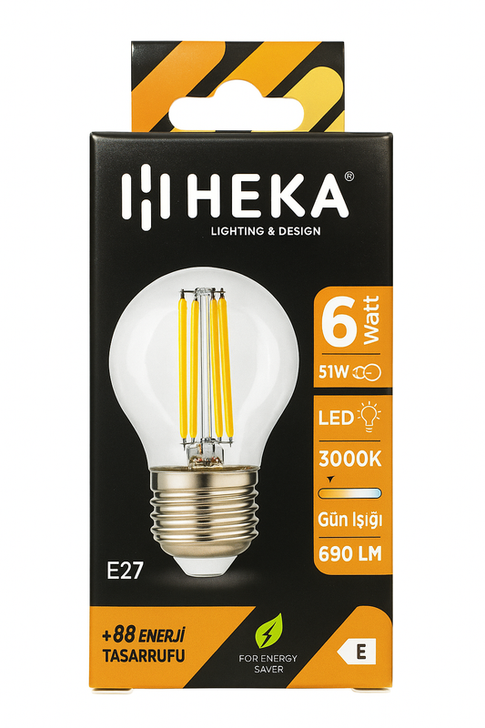 Heka 6 Watt LED Filament Ampul – Gün Işığı 3000K