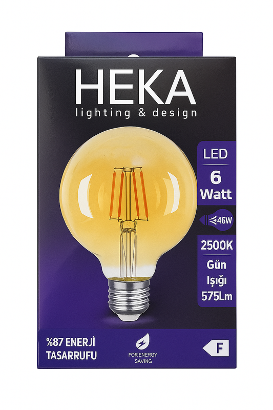 Heka LED Ampul - 6 Watt Gün Işığı (2500K) | 575 Lümen